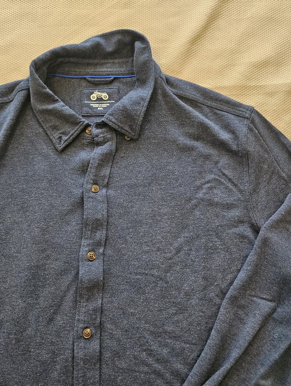 Mugsy Cashmere Blend Button-Up Shirt XXL Blue Casual Soft Collared Modal